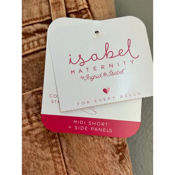 Isabel Maternity by Ingrid & Isabel Womens Denim Midi Shorts Side Panel Size 14 - Picture 4 of 4